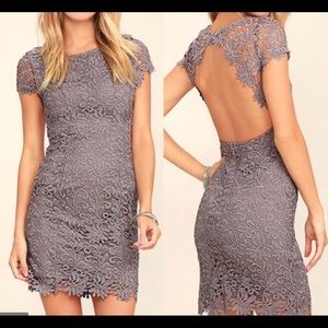Lulus Hidden Talent Backless Grey Lace Dress